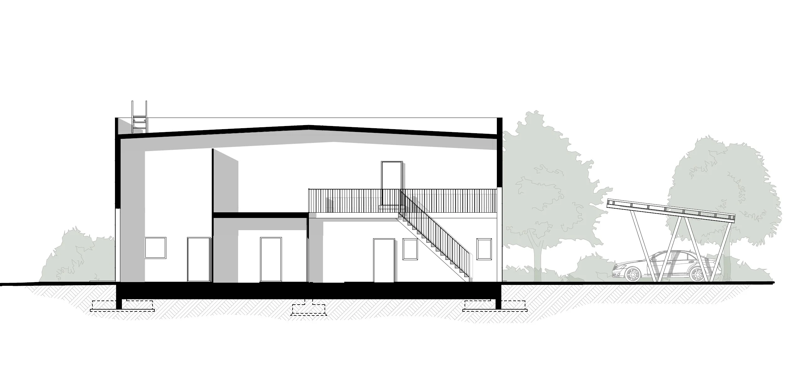 Przekrój budynku usługowego