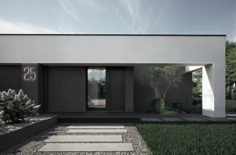 Parterowy dom przy lesie