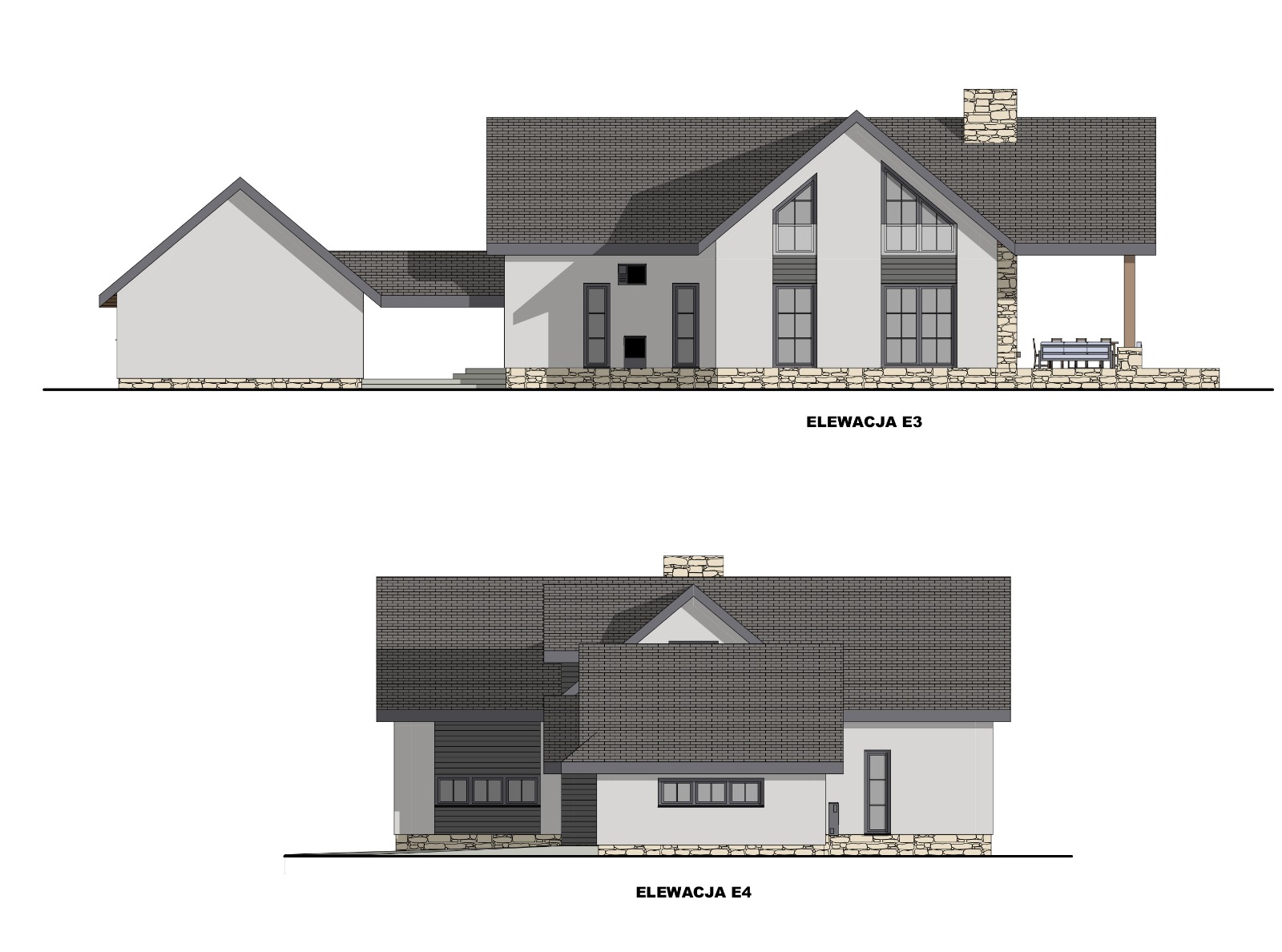 Dom w stylu Amerykańskim pod Lesznem — elewacja frontowa | Potrzeba Projekty