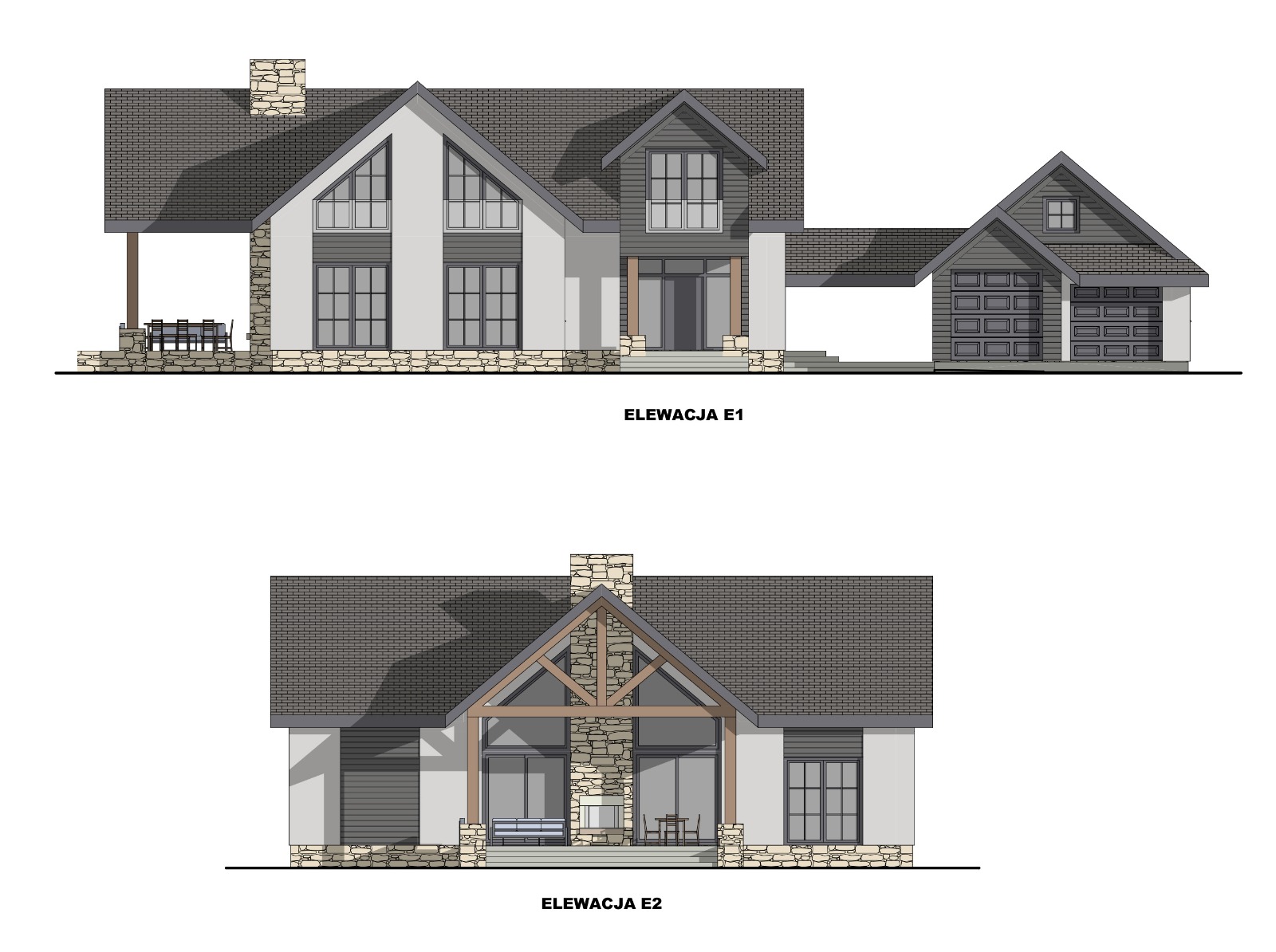 Dom w stylu Amerykańskim pod Lesznem — elewacja ogrodowa | Potrzeba Projekty