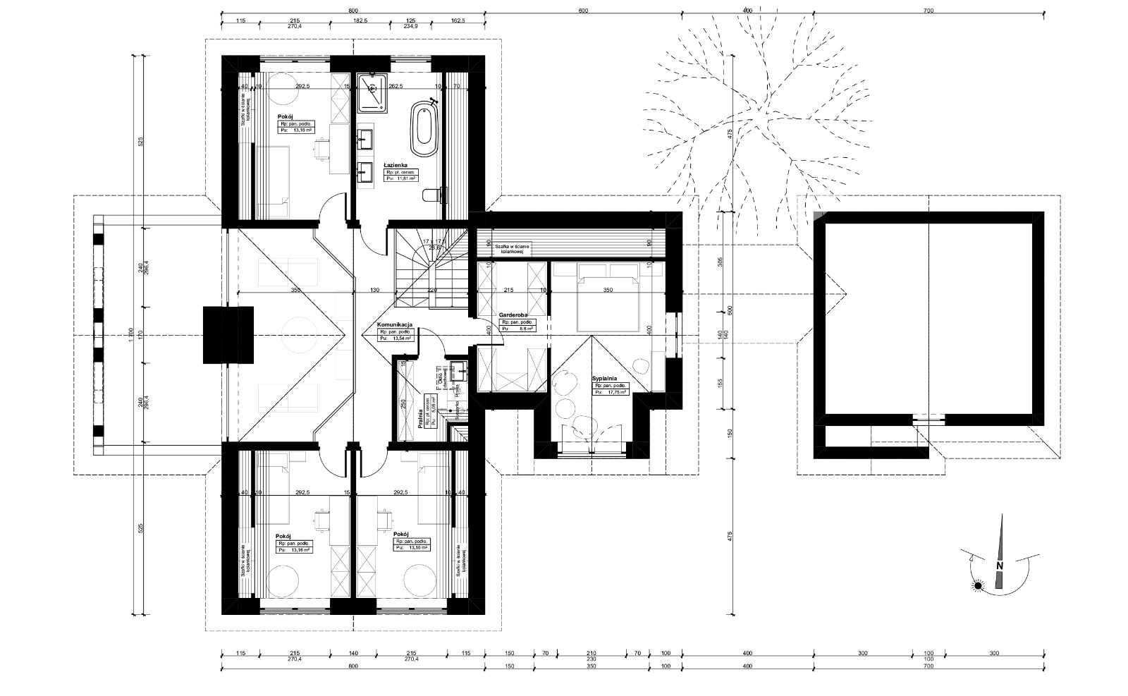 Dom w stylu Amerykańskim pod Lesznem — rzut piętra | Potrzeba Projekty