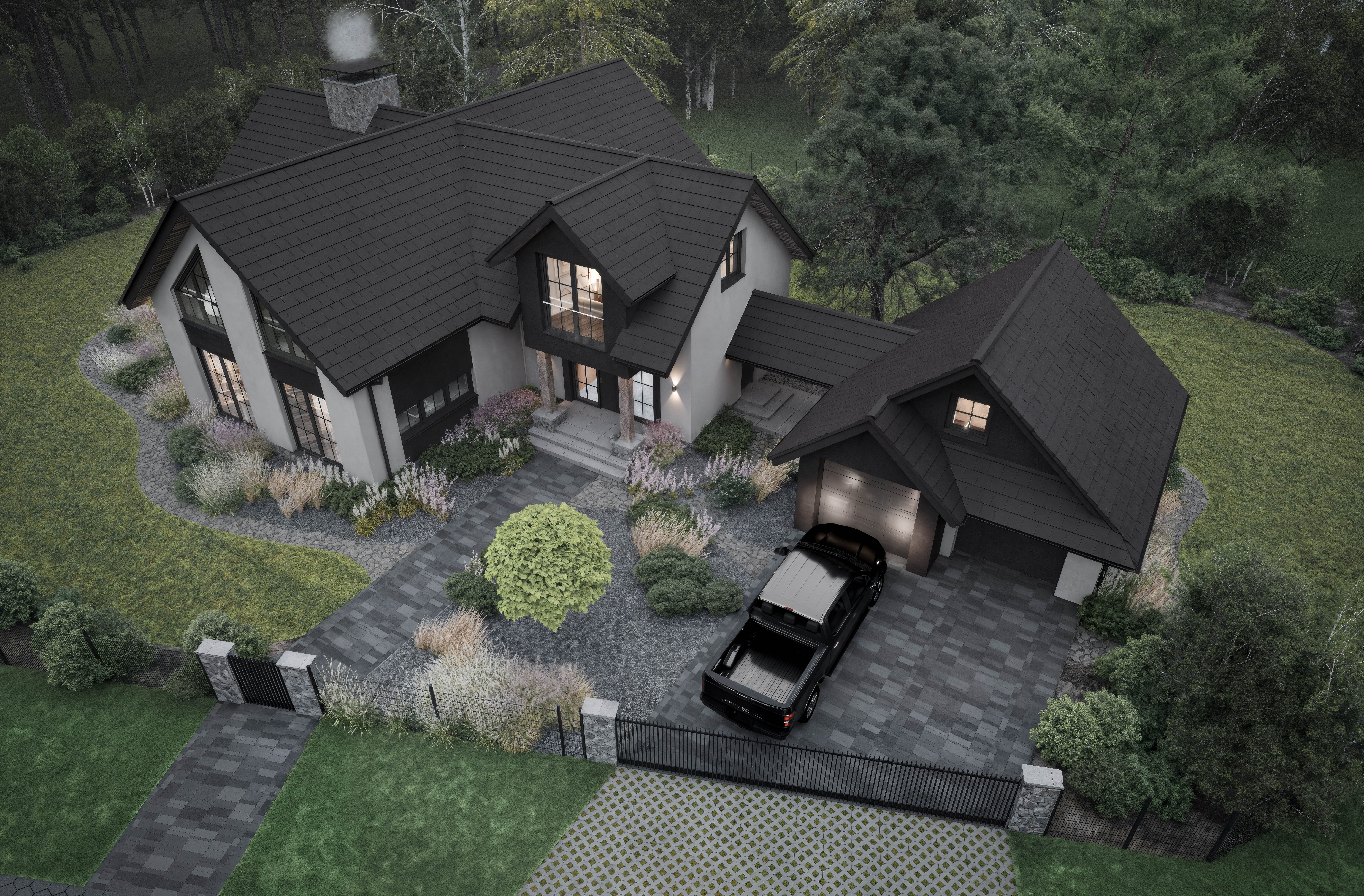 Dom w stylu Amerykańskim pod Lesznem — widok z lotu ptaka | Potrzeba Projekty