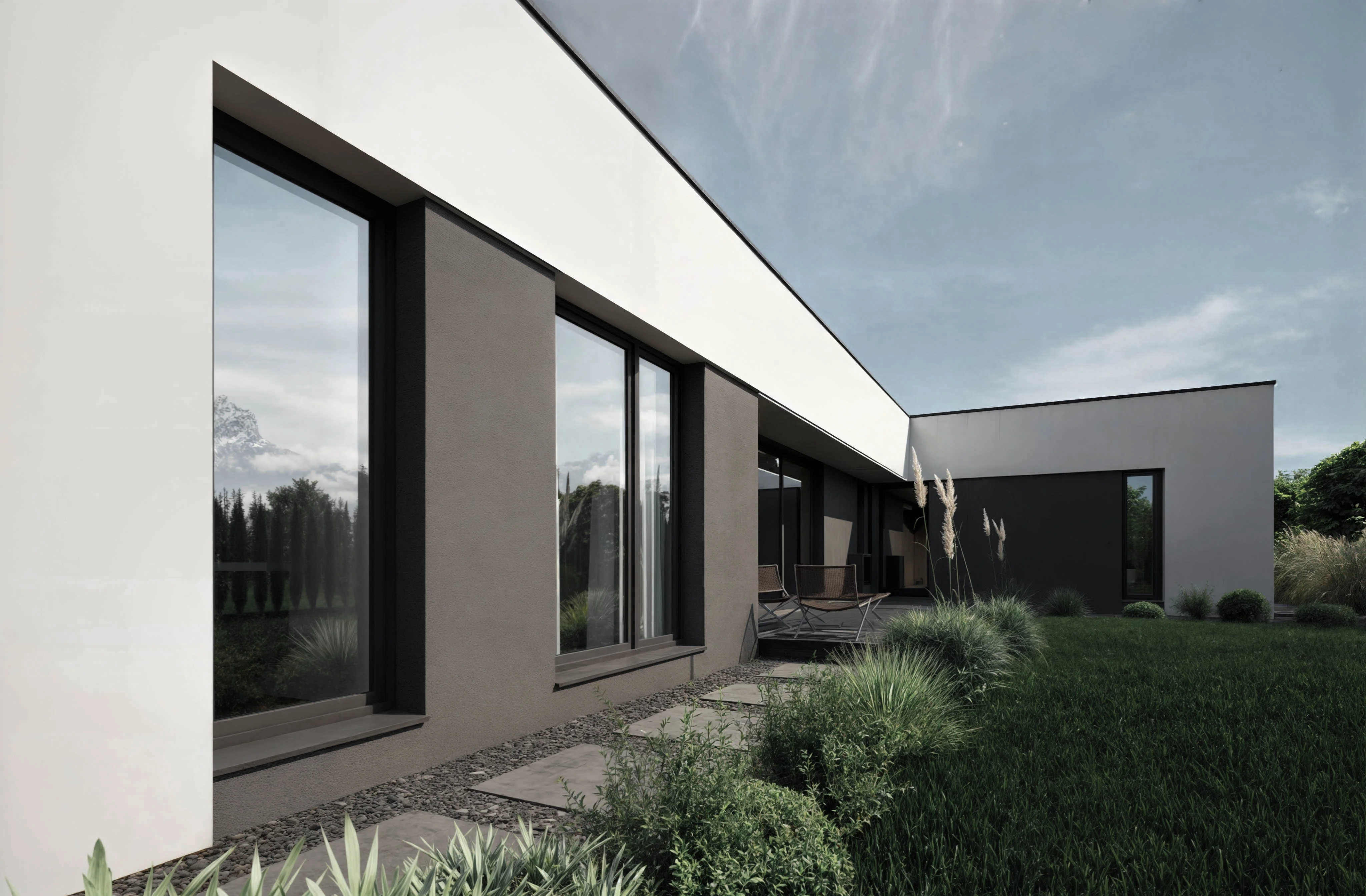 Parterowy dom przy lesie