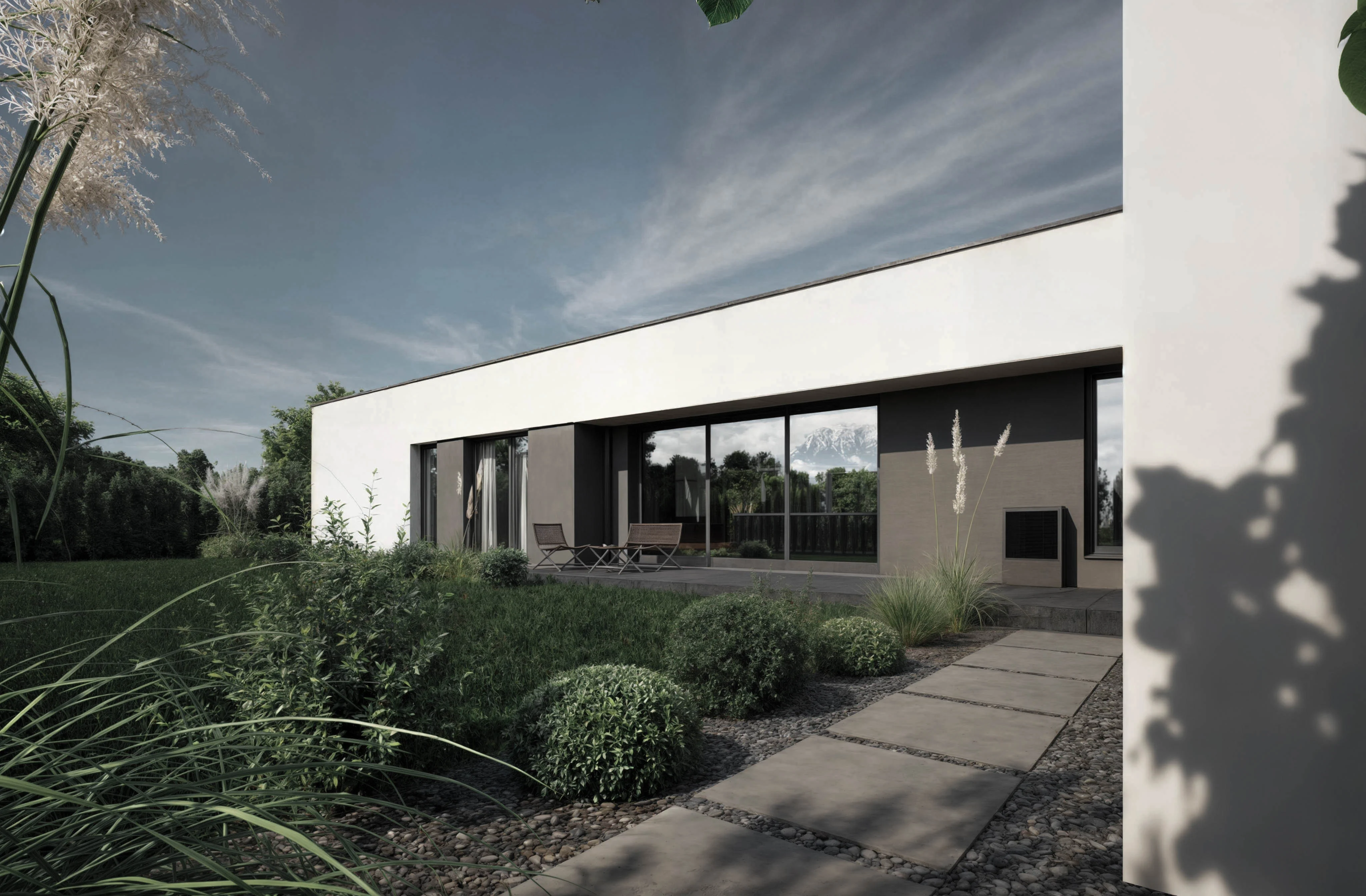 Parterowy dom przy lesie