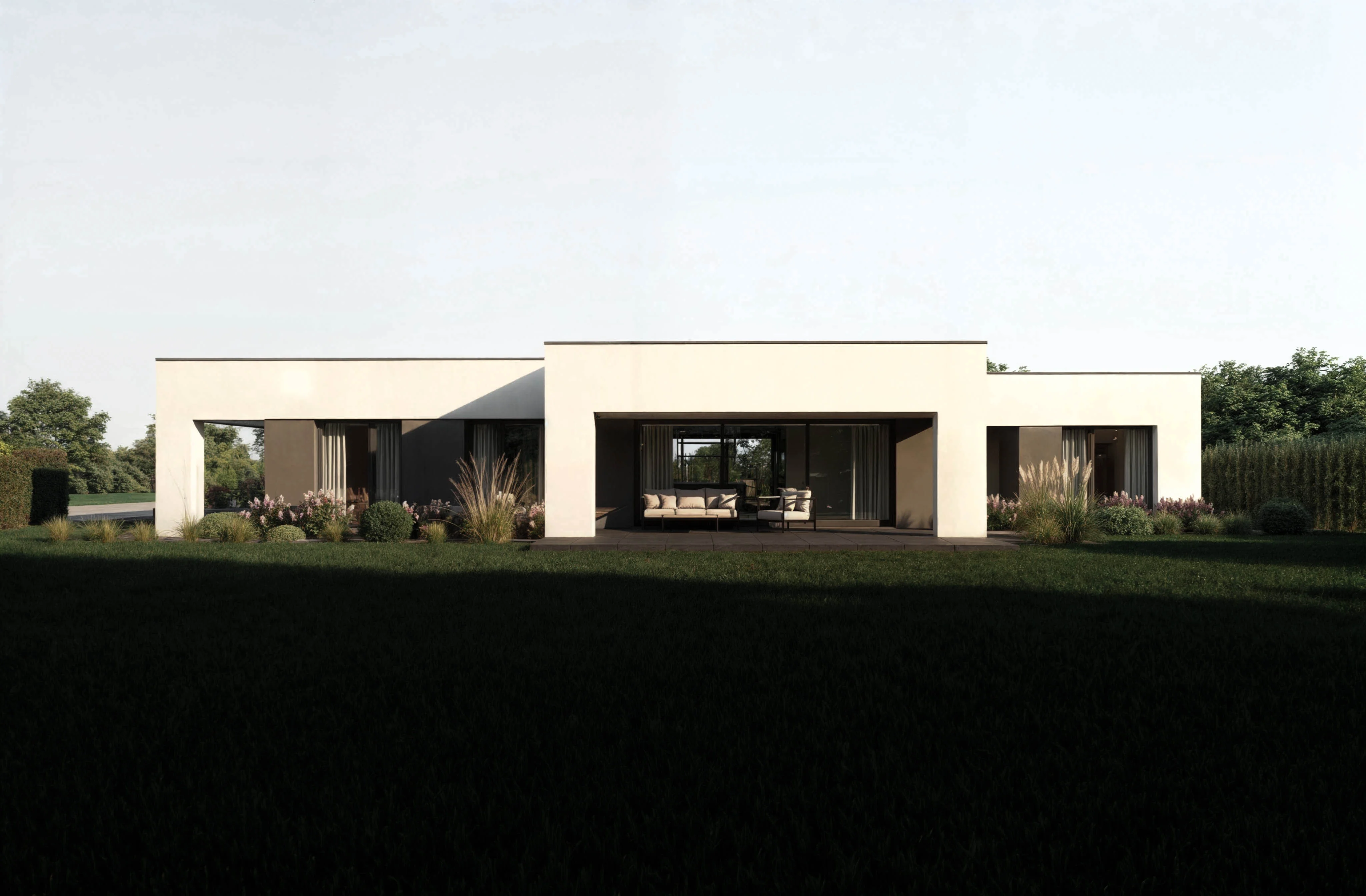 Parterowy dom przy lesie