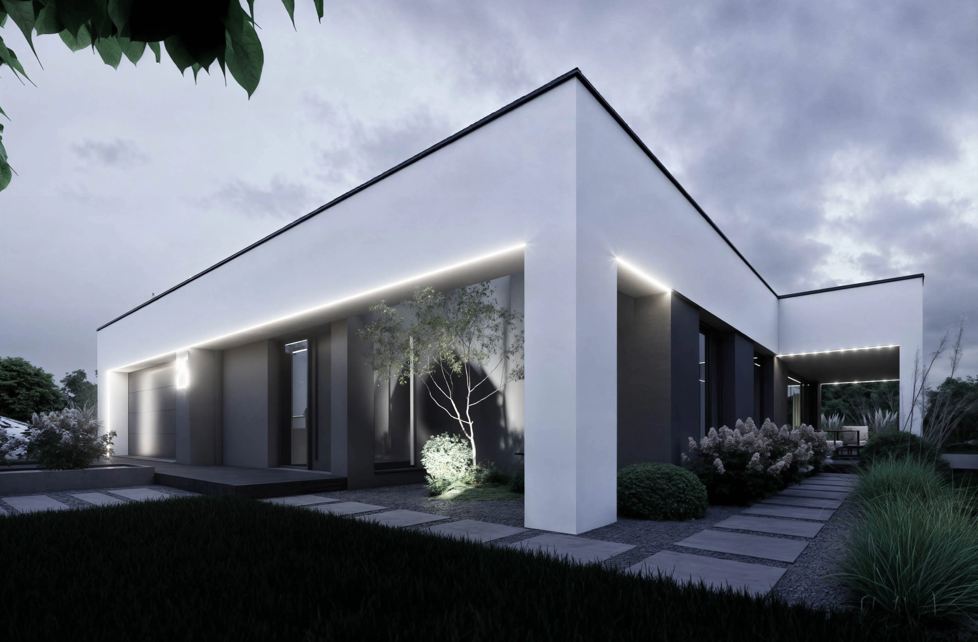 Parterowy dom przy lesie