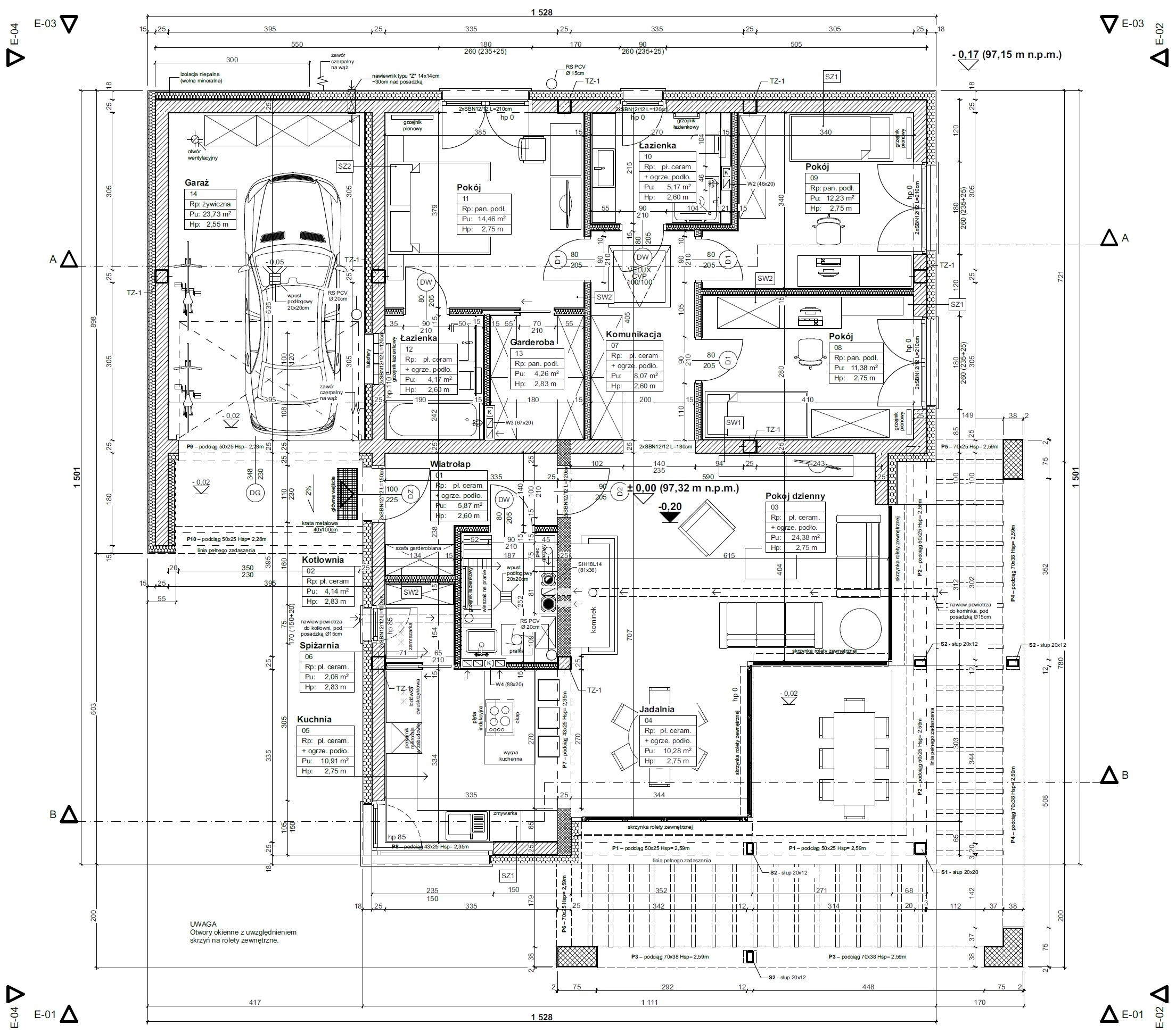 Dom parterowy z płaskim dachem w Lesznie - rysunek
