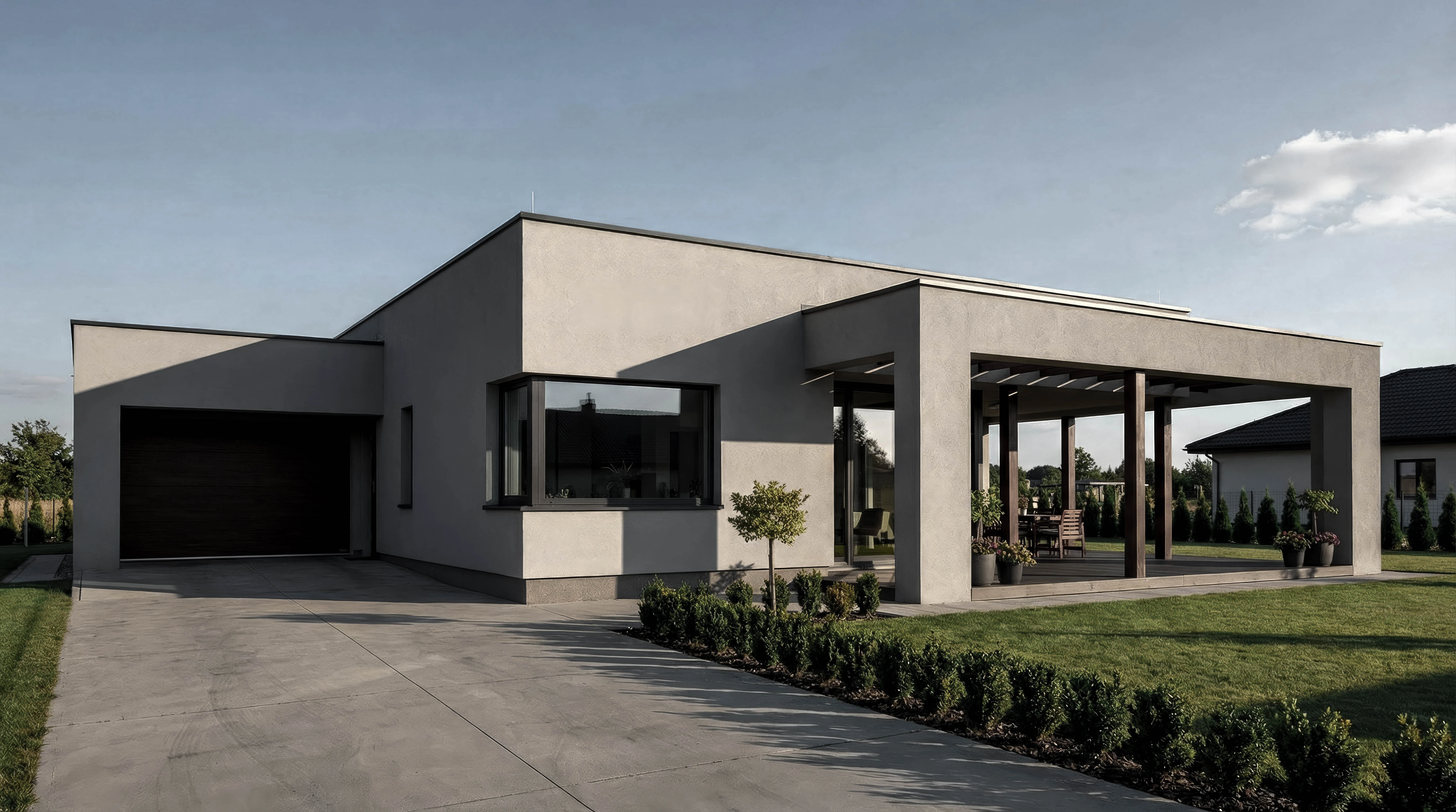 Dom parterowy z płaskim dachem w Lesznie