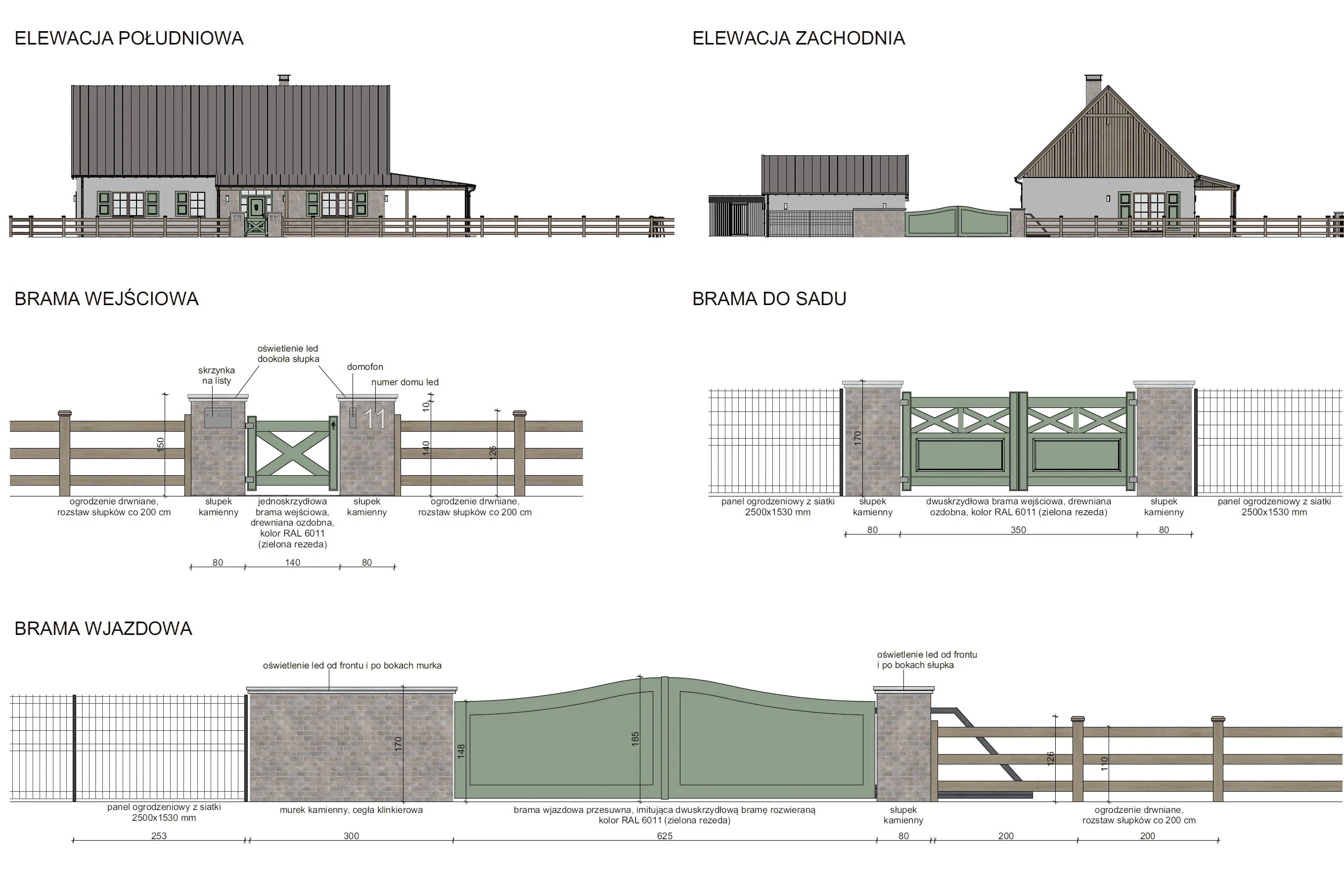 Urokliwa wiejska chatka z ogrodem - rysunek