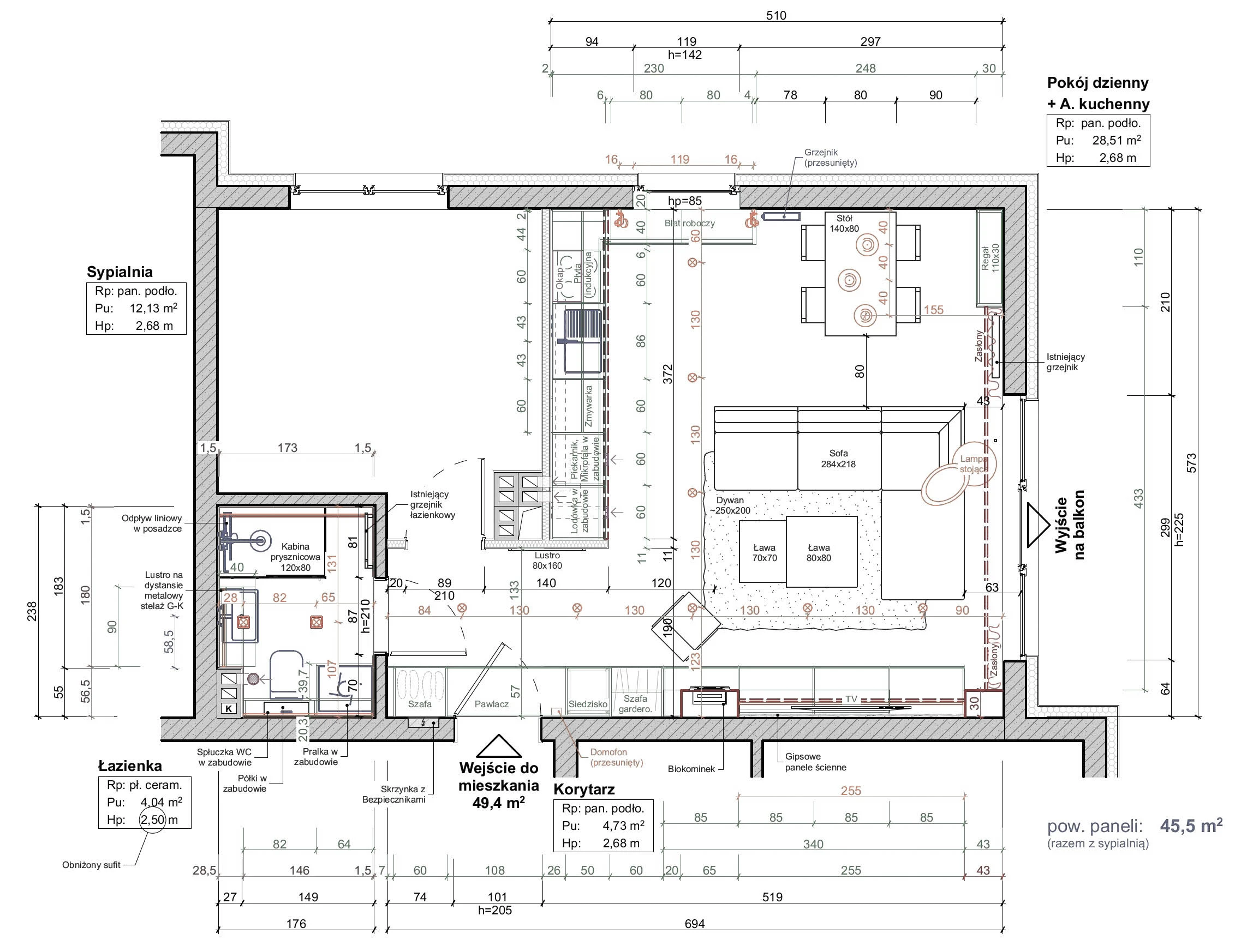 Kompaktowe wnętrze z charakterem – mieszkanie w Lesznie - rysunek