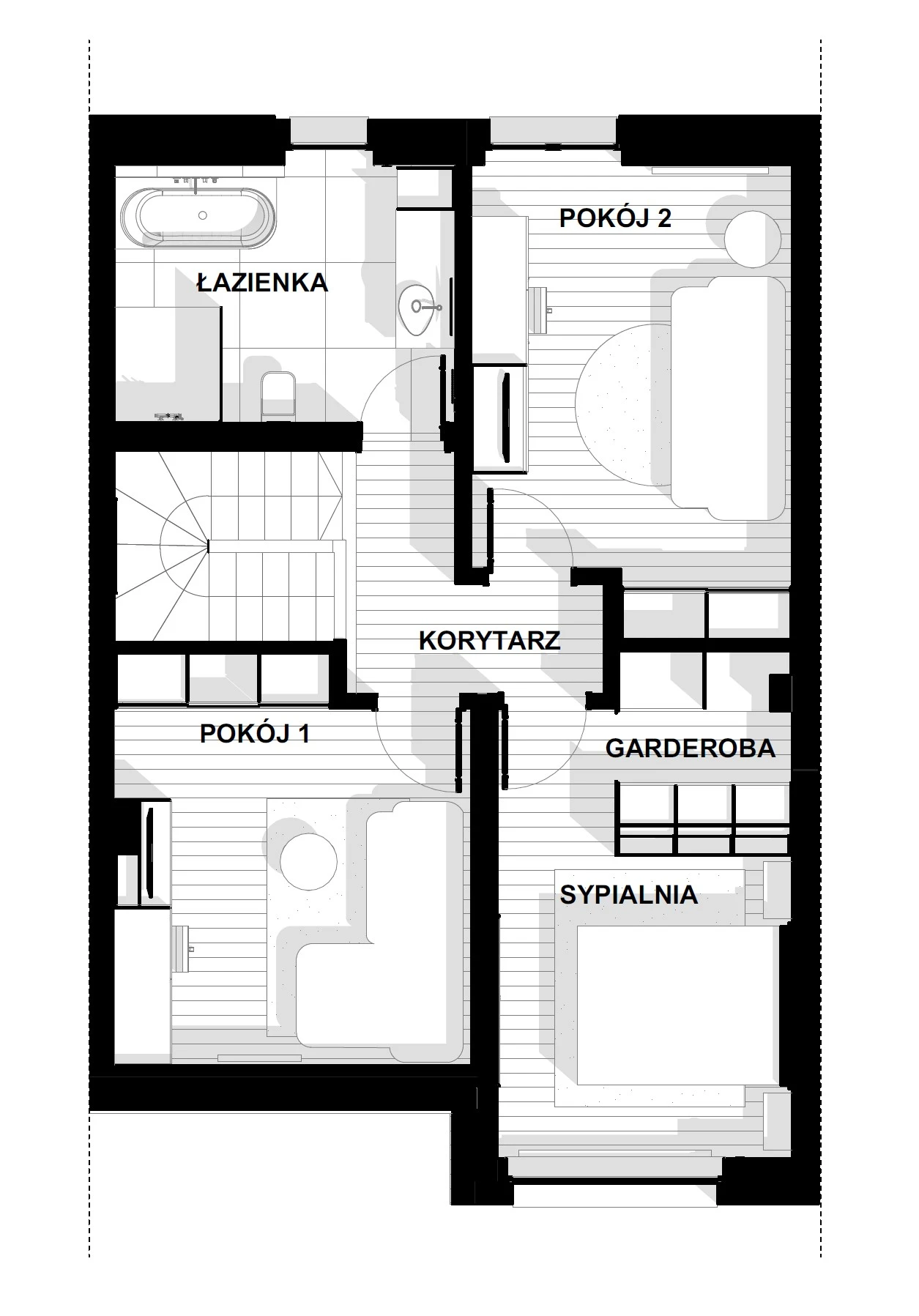 Dom z ukrytą biblioteką - rysunek