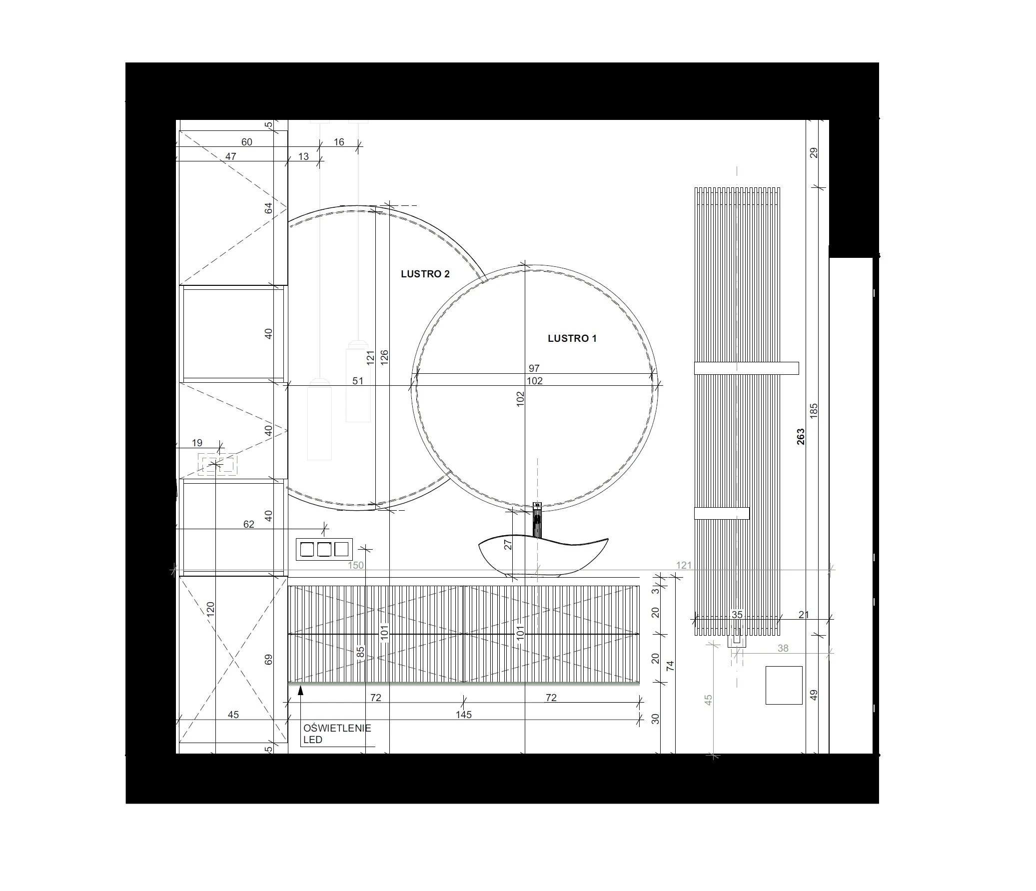 Dom z ukrytą biblioteką - rysunek